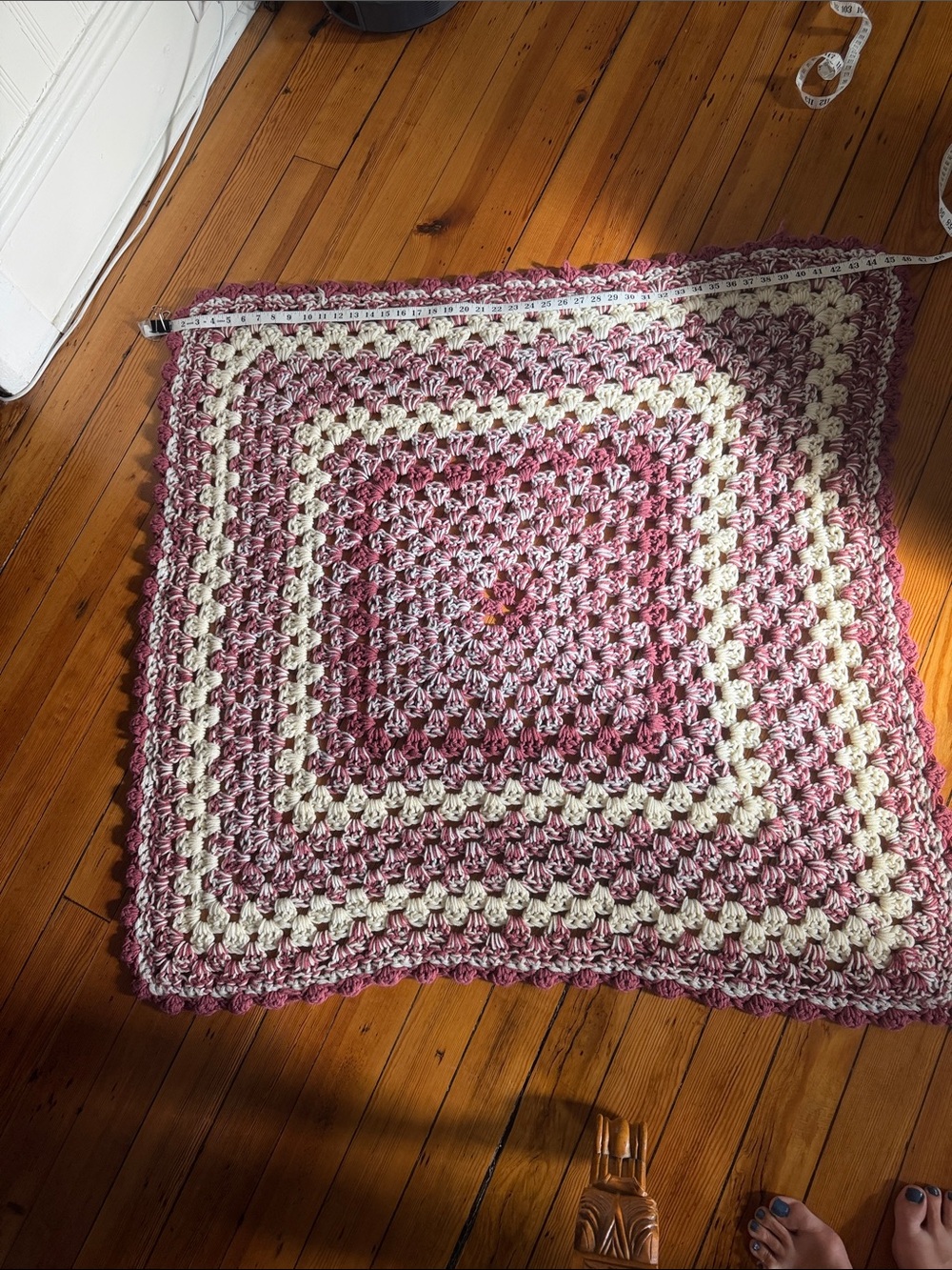 Handcrafted Pink and Cream Crochet Accent Square - Unbranded